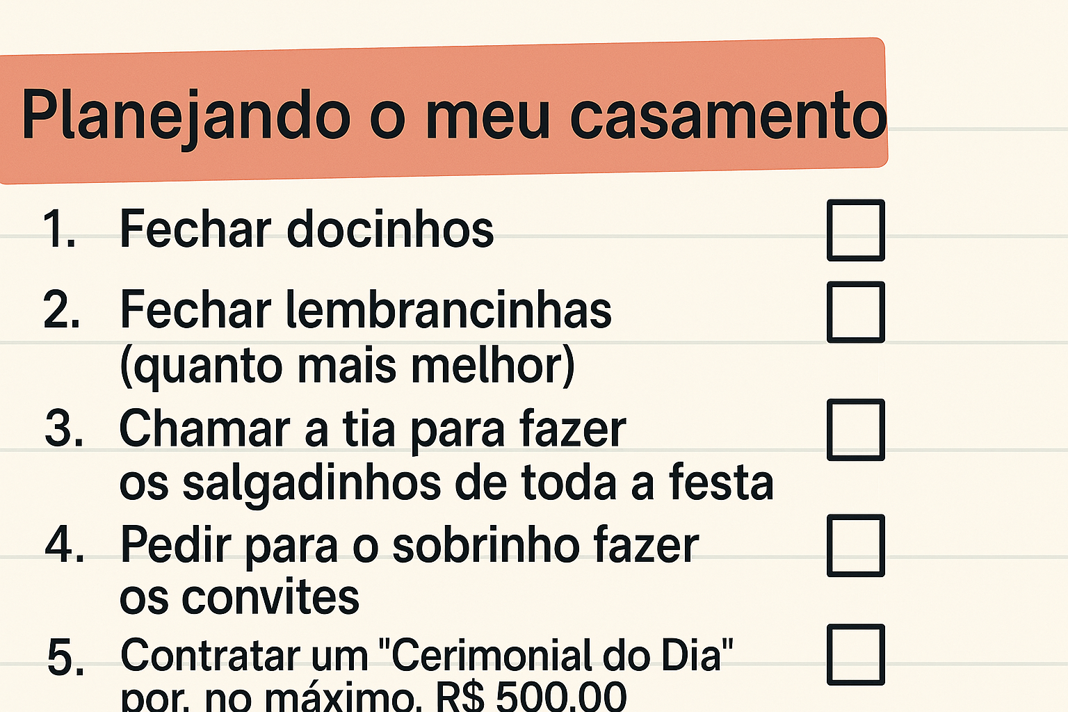 IA para checklists de festas e casamentos SEO