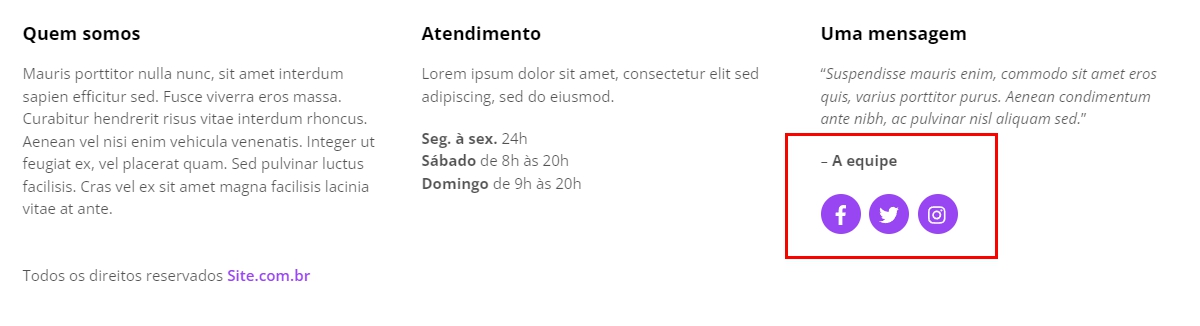 Links de rodapé úteis