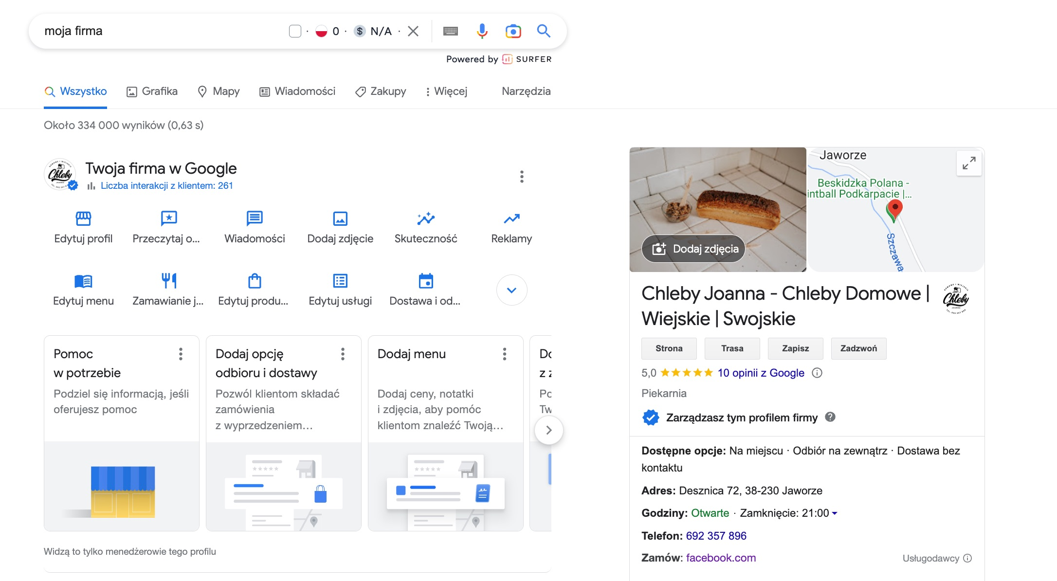 Posts no Perfil de Empresa Google