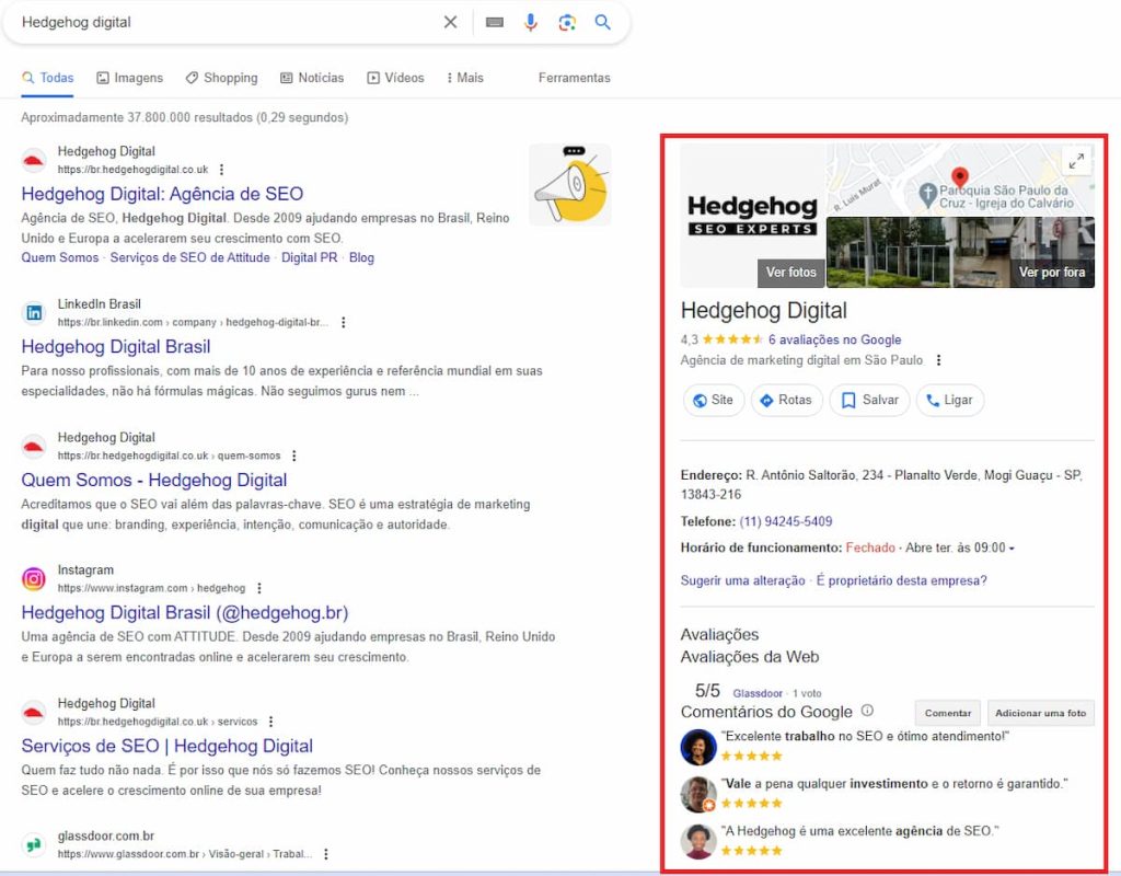 Redes sociais no Knowledge Panel